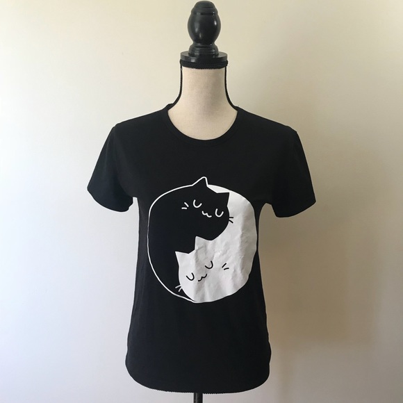 Tops - Yin Yang Cat T-Shirt